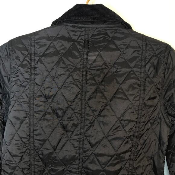 Barbour Black Quilted Jacket with Green Lining - Picture 7 of 9